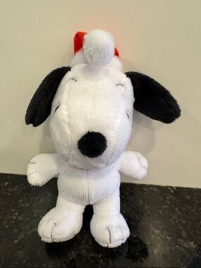 Peanuts Snoopy Plush - White, Black & Red Holiday Hat